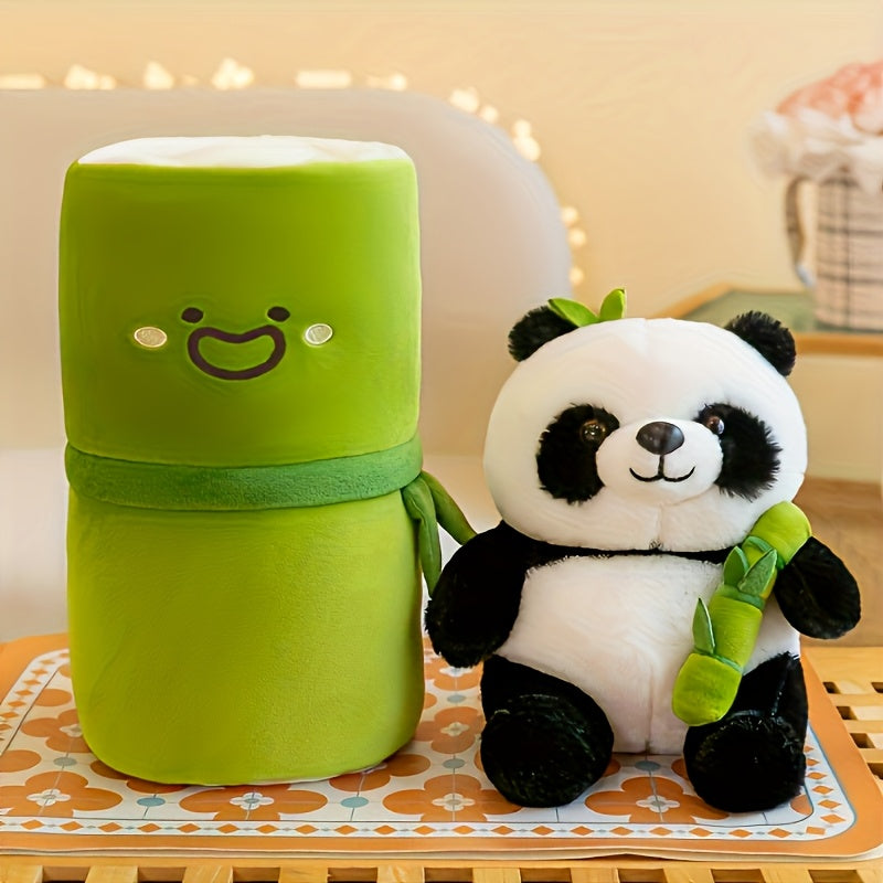 10in Bamboo Tube Panda Plush Toy - Perfect for Birthdays