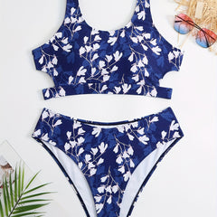 Floral Cut Out Tankini Set