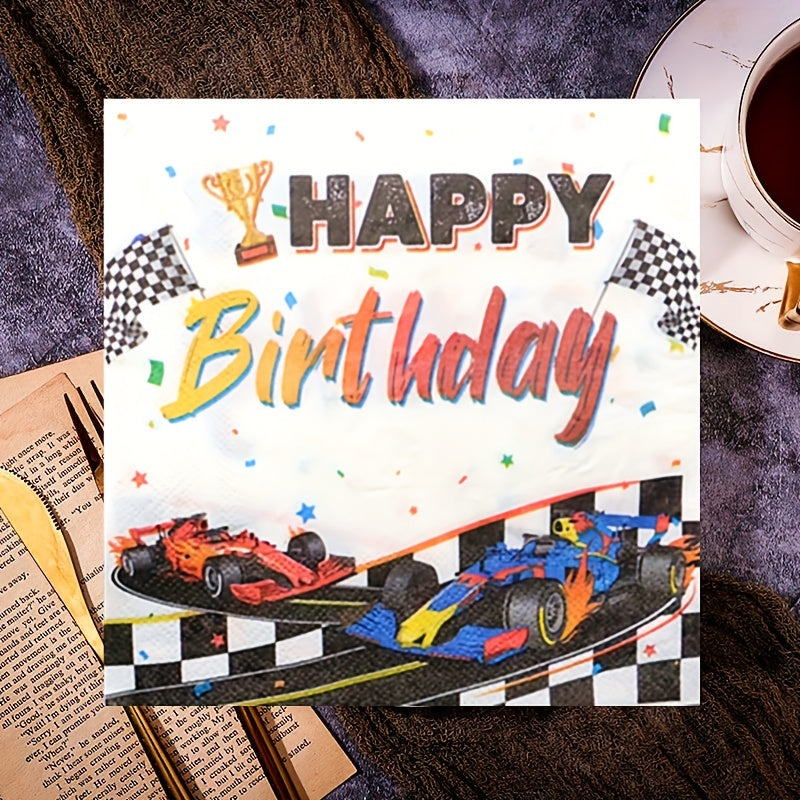 20pcs Racing Car Birthday Party Napkins - Racing Car Themed Paper Dinnerware
