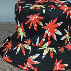 Red Leaves Print Bucket Hat Sun Protection Fisherman Cap