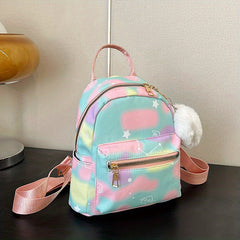 Kids Colorful Backpack w/Plush Love Charm Cute Nylon Gift