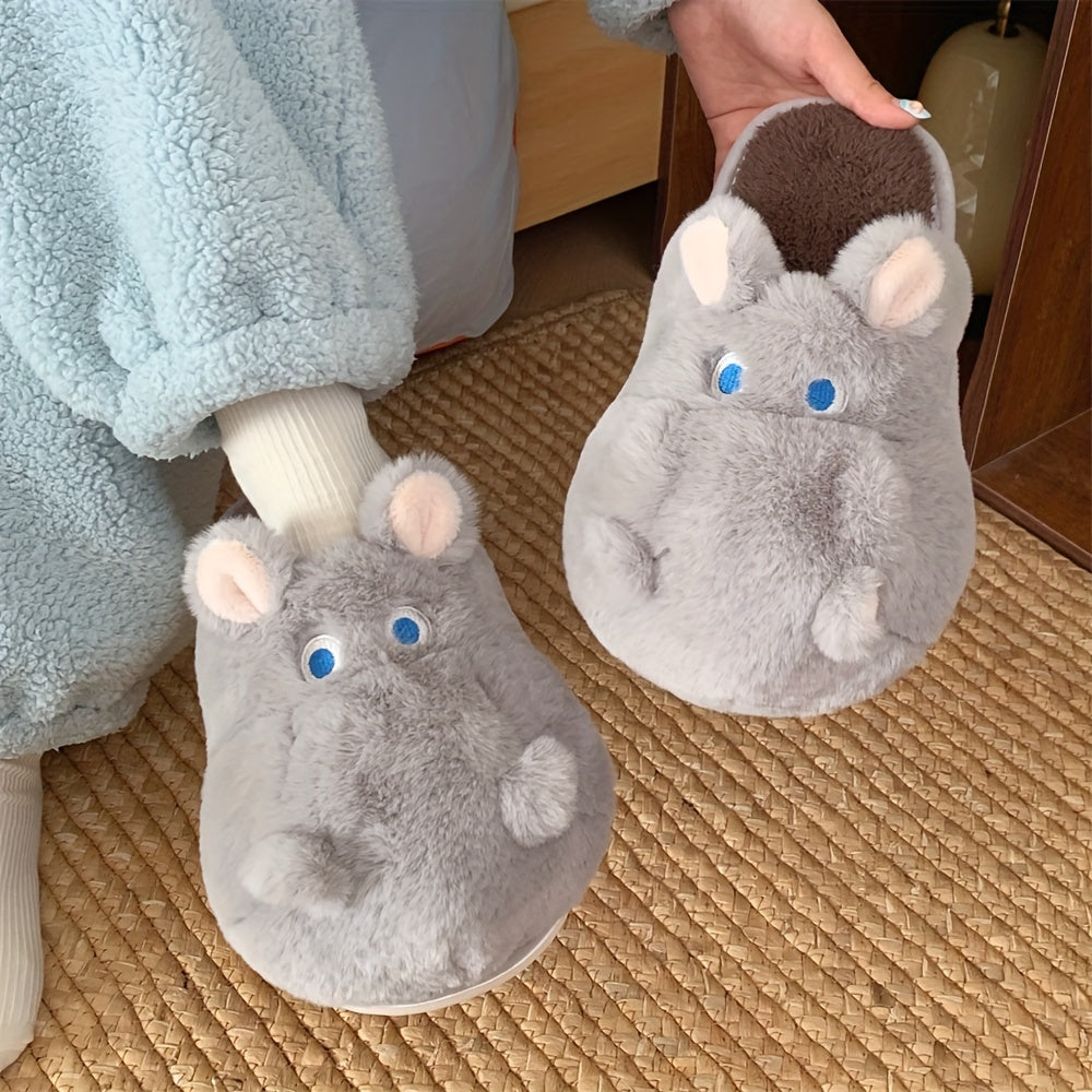 Cartoon Hippo Plush House Slippers For Boys