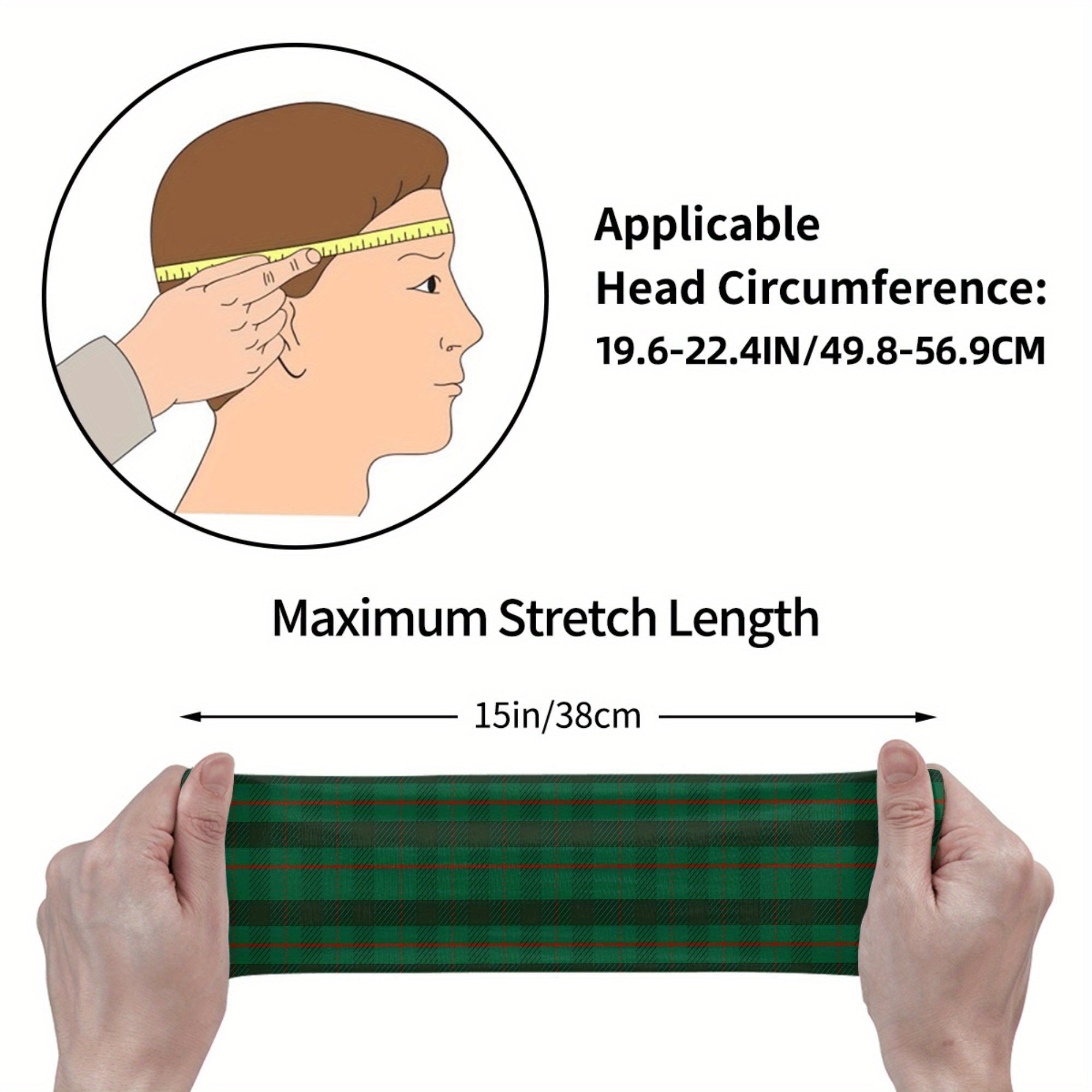 Men's Vintage Plaid Headband Green & Red Striped