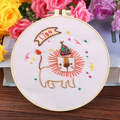 Lion Cross Stitch Kit with Hoop, Threads, Needle