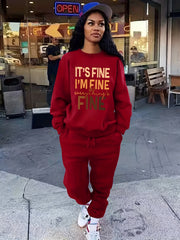 Letter Print Long Sleeve Tops & Jogger Pants Set