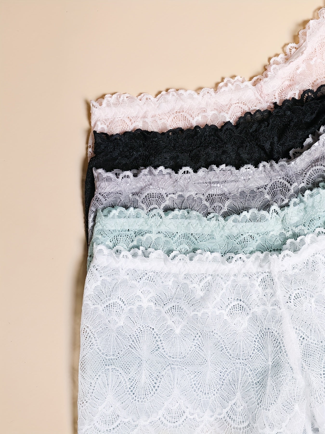 Floral Lace Mesh Boyshort Panties Romantic Semi-sheer Women's Lingerie