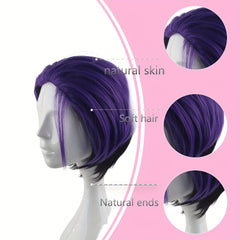 Men's Short Purple Dress Up Wig 12in