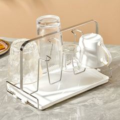 Stainless Steel Drain Cup Holder Large Capacity Coffee Table Tray