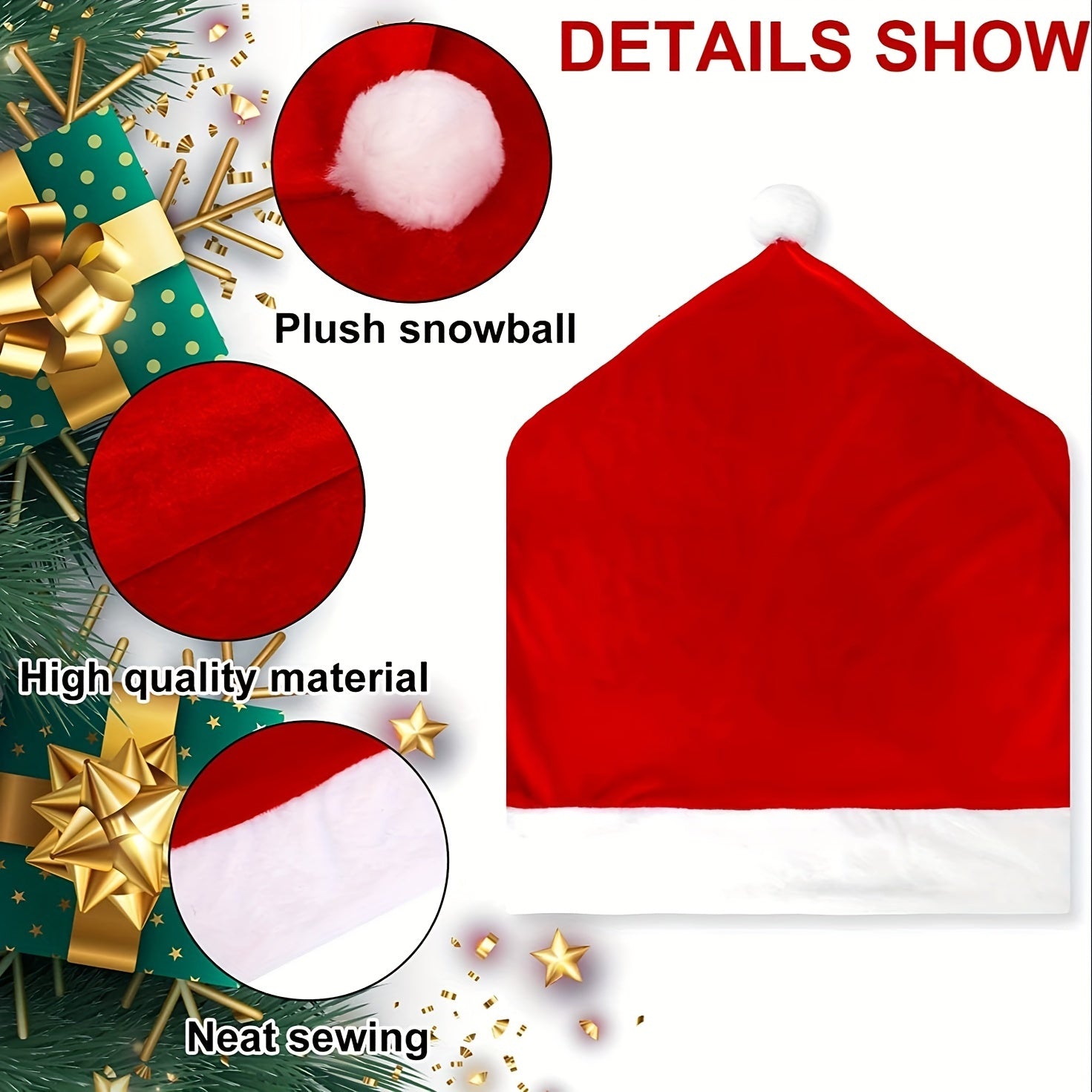 10pcs Red Hat Dining Chair Slipcovers for Christmas Decor