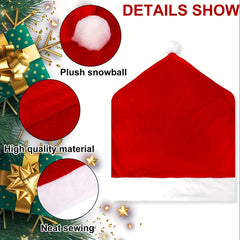 10pcs Red Hat Dining Chair Slipcovers for Christmas Decor