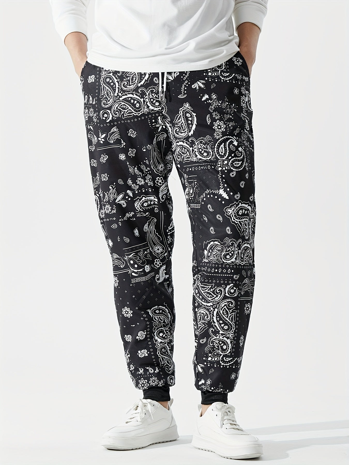 Men's Paisley Joggers with Elastic Waist
