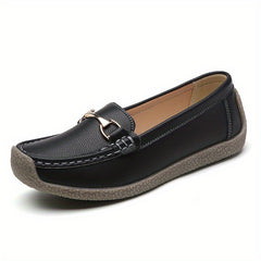 Women's Buckle Decor Flat Loafers Slip On Shoes Casual Flats