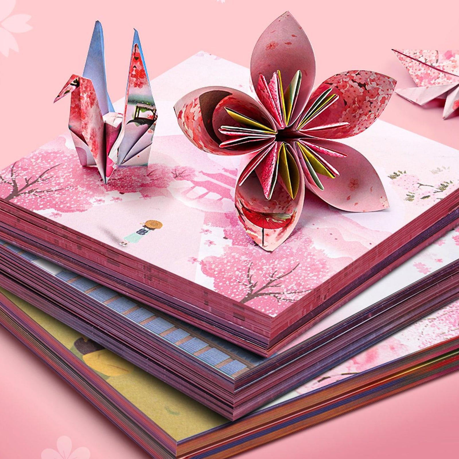 Double Sided Origami Paper 6 Colors Easy Fold Square Paper for Arts and Crafts