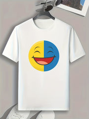 Smiling Face Print Men's Graphic T shirt Casual Comfy Tees For Summer