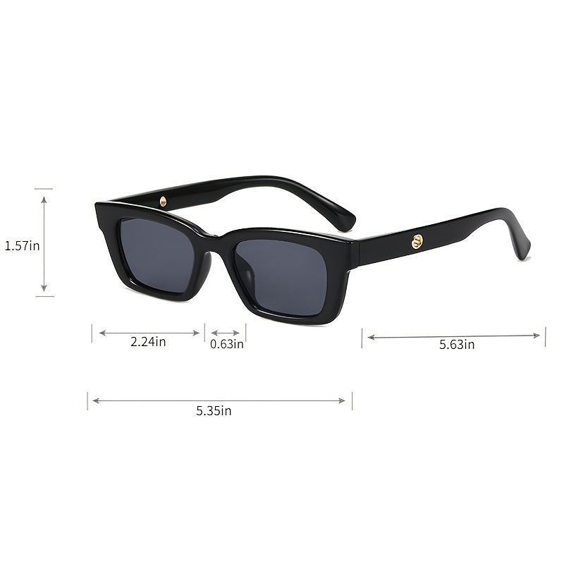 Vintage Rectangular Polarized Sunglasses 90's Style UV400 Protection