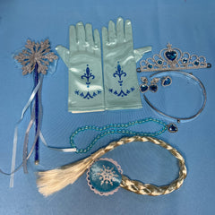 Festive Princess Snowflake Jewelry Set Necklace Bracelet Crown Wand