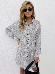 Button Front Long Sleeve Dress Women's Clothing