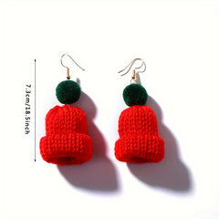 Christmas Knitted Hat Earrings Party Jewelry Gift