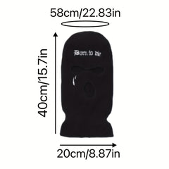 Embroidered 3 Hole Ski Mask Balaclava Hat Neck Warmer