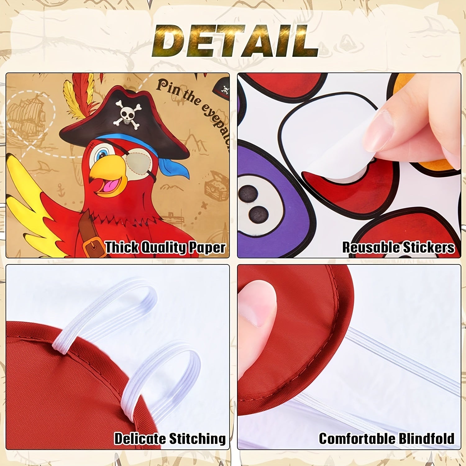 Pirate Parrot Poster Sticker Game for Birthday Party
