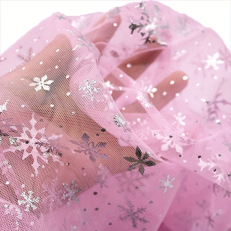 1 Yard Snowflake Tulle Rainbow Silvery Snow Star Fabric