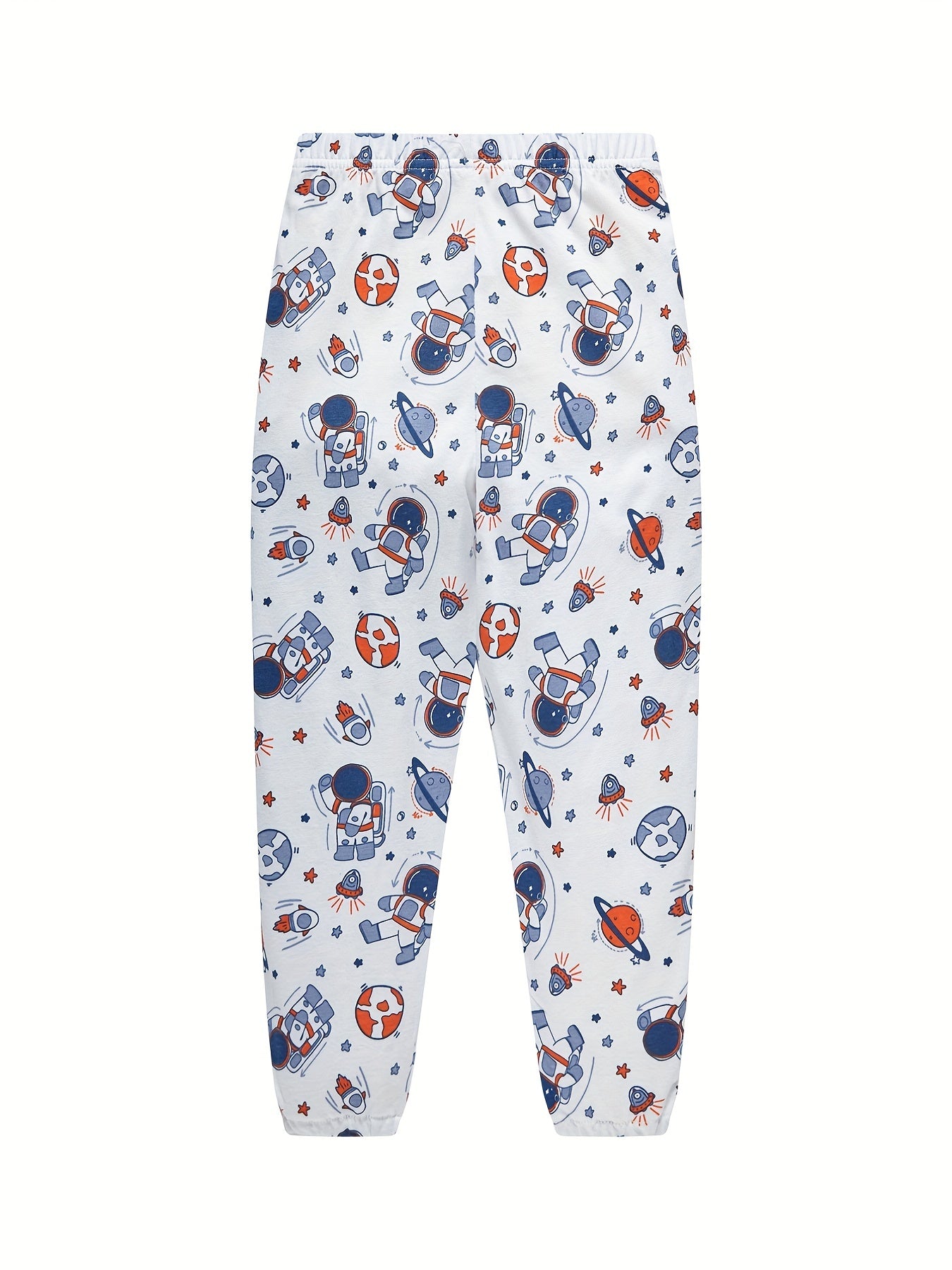 Boys Cartoon Astronaut Pajamas Set Long Sleeves Comfortable Homewear