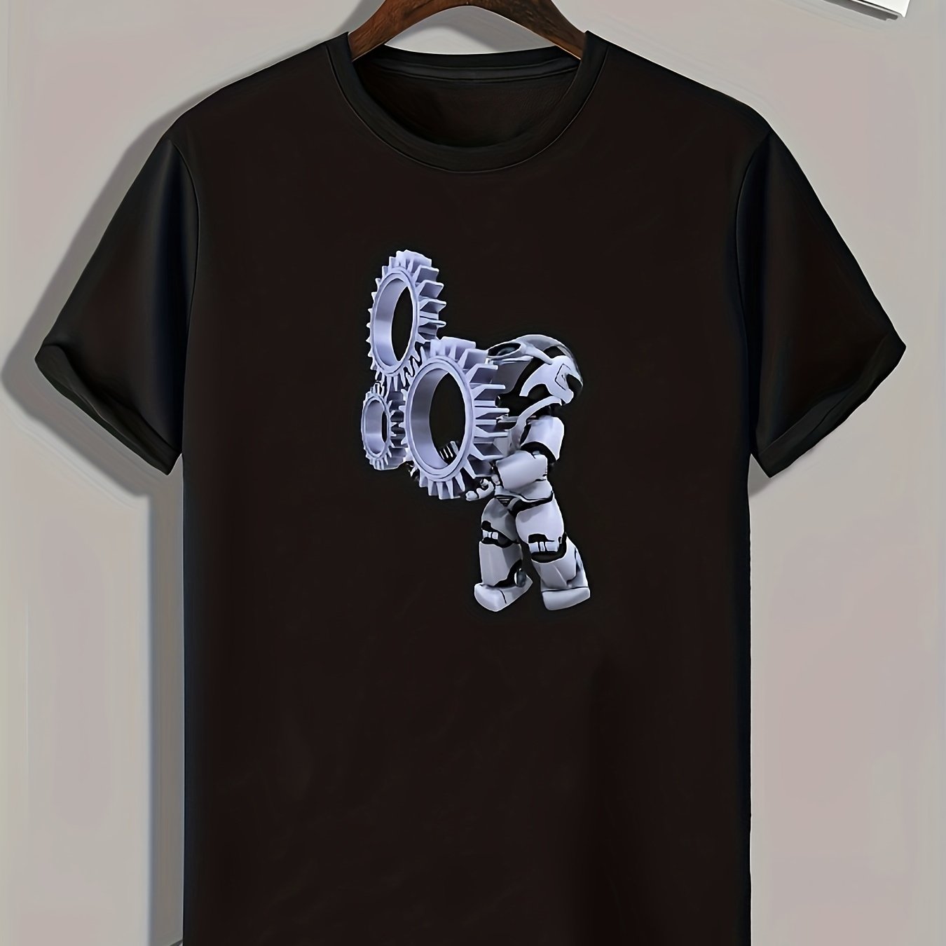 Robot Print Men's Sports T-shirt Graphic Tee