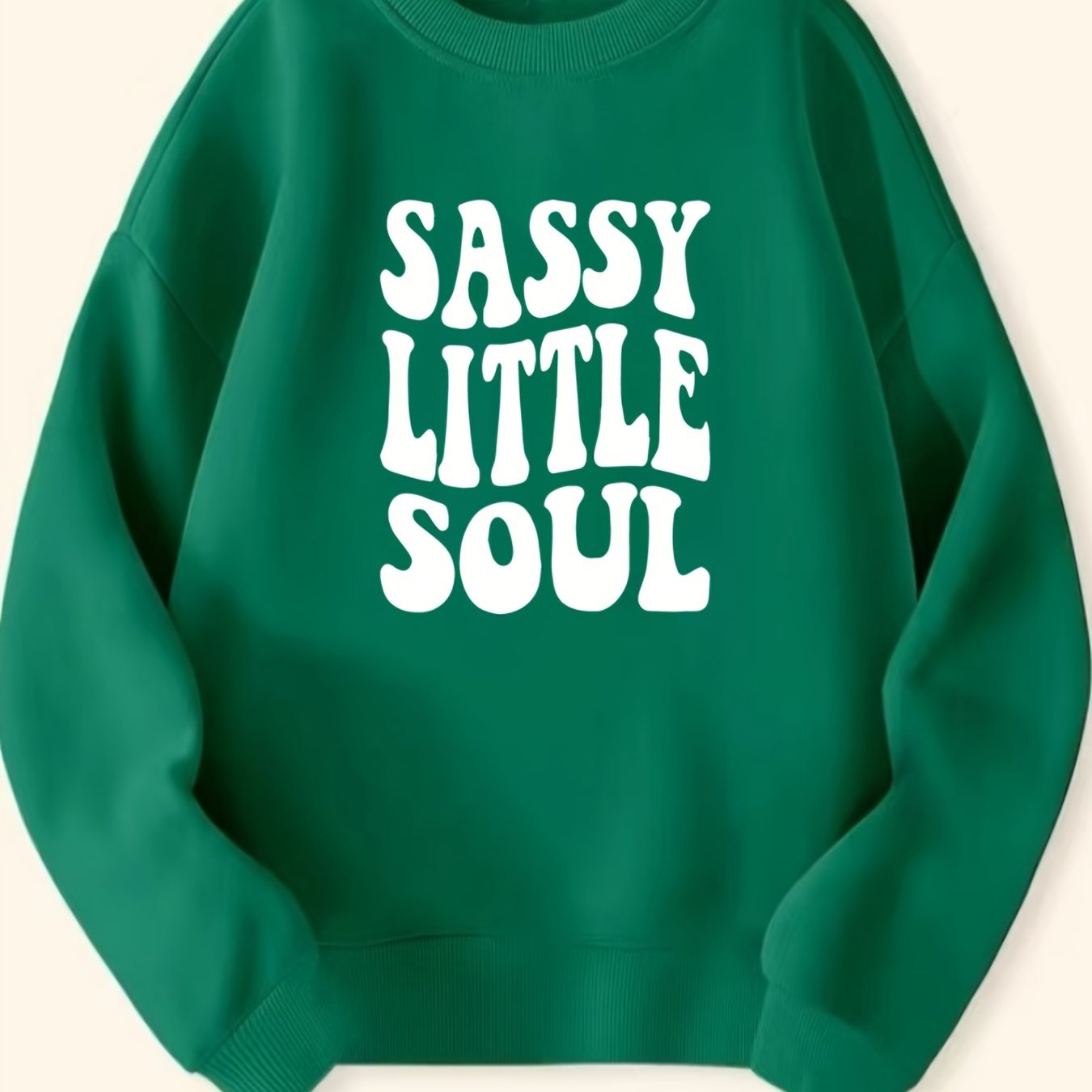 Girls Sassy Little Soul Print Crew Neck Sweatshirt Top Pullover