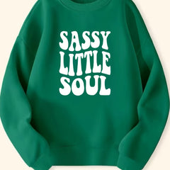 Girls Sassy Little Soul Print Crew Neck Sweatshirt Top Pullover