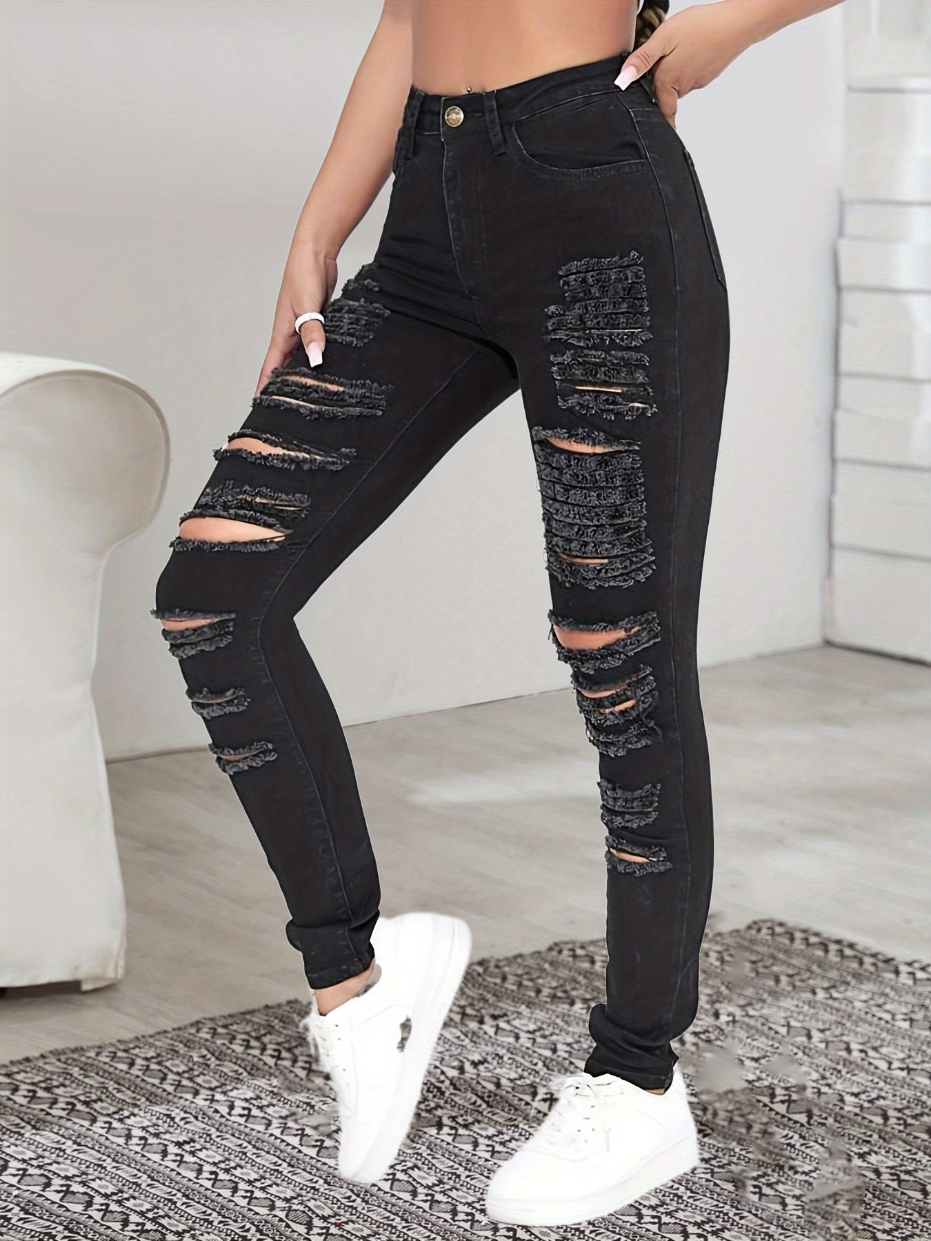 Women's Ripped Skinny Y2K Jeans