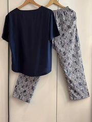 Casual Loose Two Piece Set Short Sleeve T-shirt & Print Shorts