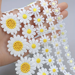 1 Yard Yellow Daisy Sun Flower Lace Trim Embroidered Applique Ribbon