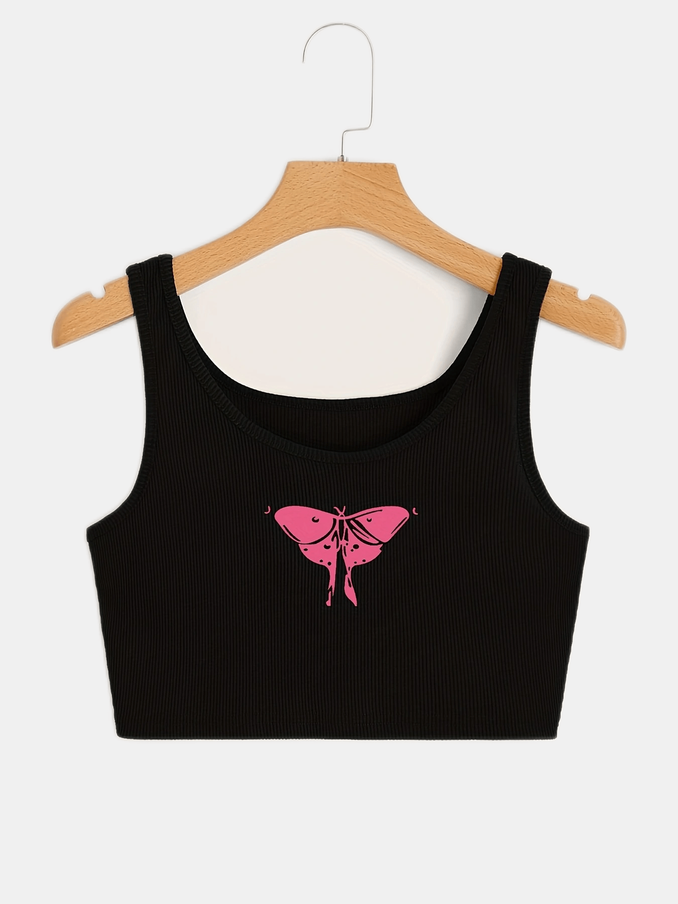 Butterfly Print Tank Top Y2K Crew Neck Summer Sleeveless Top