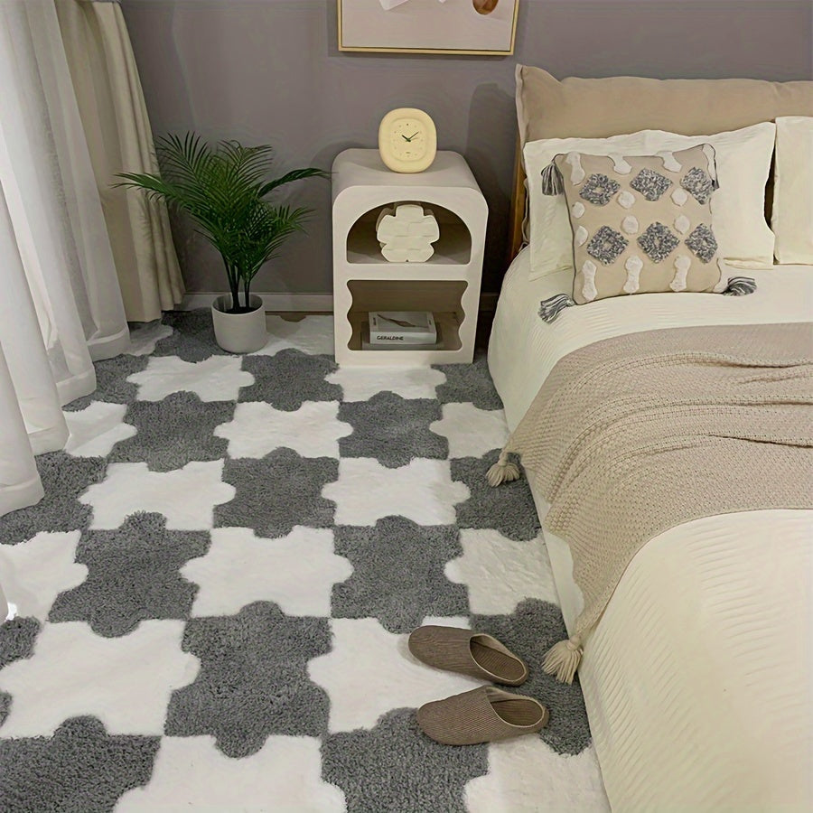 6pcs Interlocking Shaggy Soft Floor Mat Anti-slip Area Rugs