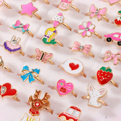 36pcs Christmas Children's Ring Set Cartoon Snowman Elk Decor Jewelry