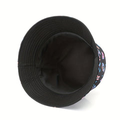 Butterfly Print Reversible Bucket Hat Cotton Fisherman Cap