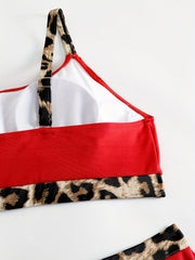 Colorblock Leopard Print Bikini Set