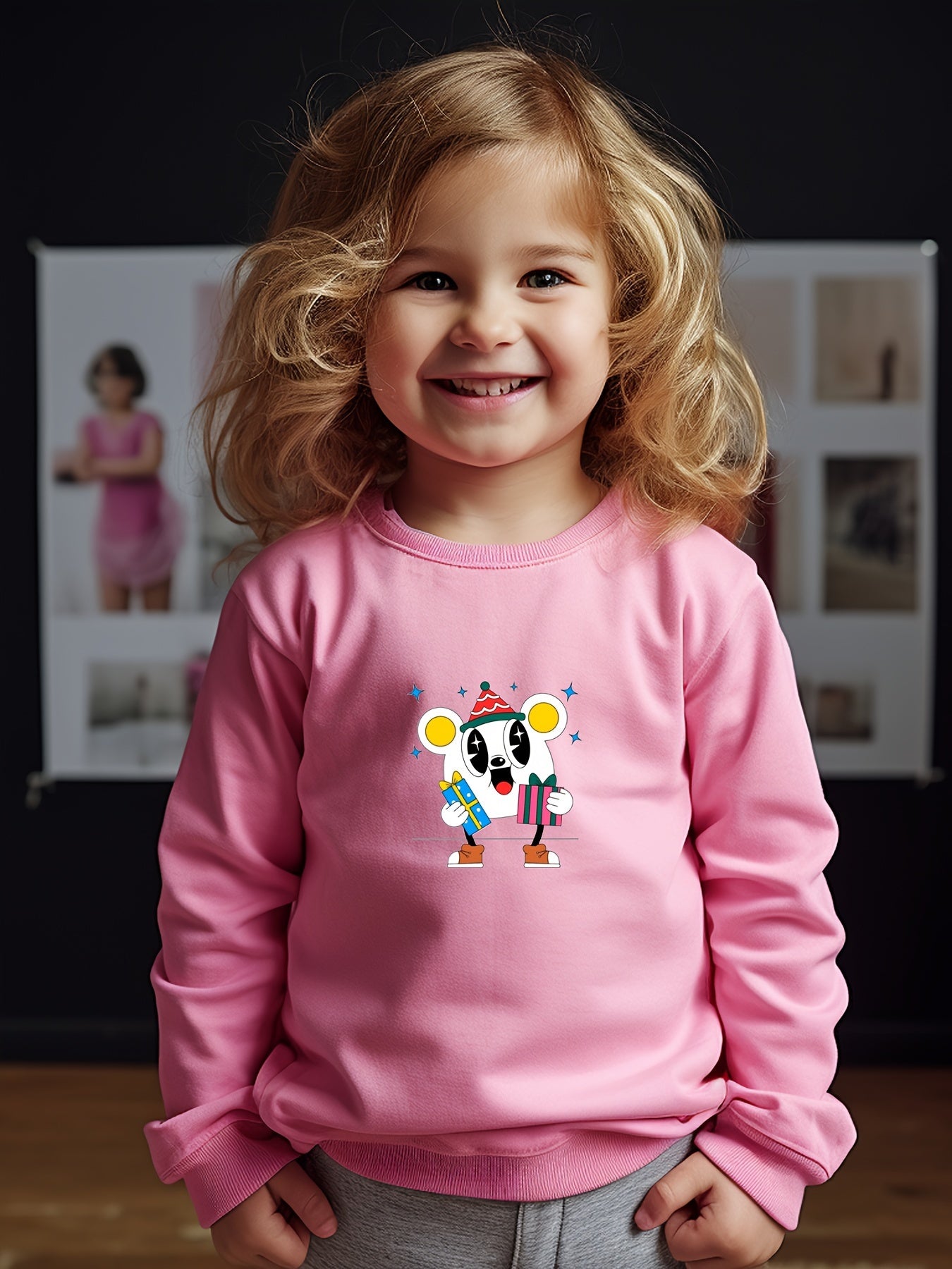 Lovely Mouse Graphic Crew Neck Sweatshirt for Kids