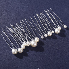 18pcs Pearl Hair Pin Clip Bride Wedding Accessories Golden Silvery