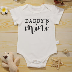 Baby Boys Daddy s Mini Print Romper Short Sleeve Cotton Bodysuit
