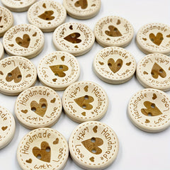 50pcs Heart Wood Buttons Sewing Scrapbooking Wooden Decorative