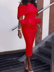 Off Shoulder Zip High Waist Pencil Dress