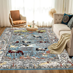 Boho Style Vintage Area Rug Soft Washable Anti Skid Living Room Carpet