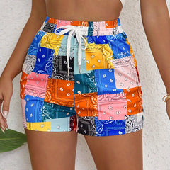 Paisley Print Drawstring Shorts for Women