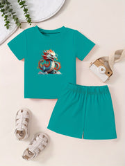 Cartoon Dragon Toddler 2pcs Summer Clothing Set