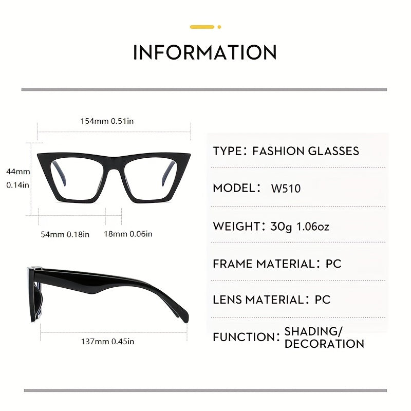 Vintage Cat Eye Clear Lens Glasses Square Frame Eyewear