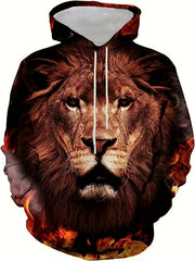 Lion 3D Print Hoodie Graphic Hooded Pullover Men's Clothing
