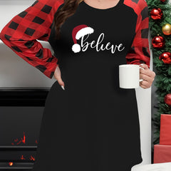 Christmas Loungewear Dress Women's Plus Casual Nightdress