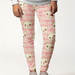 Kitty Graphic Leggings Girls Stripped Leggings Spring Fall Gift