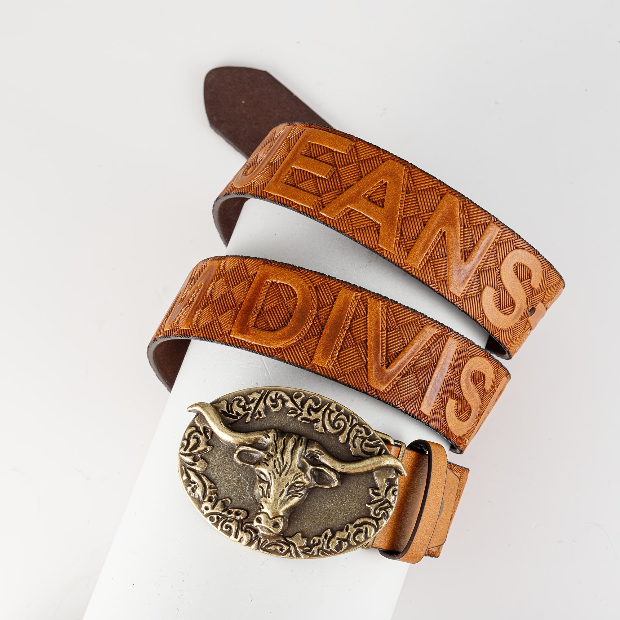 Retro Bull Head Buckle Belt For Men Denim Jeans Casual Daily Accessory